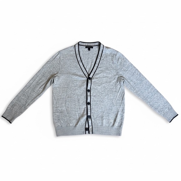 Banana Republic Other - Banana Republic Gray Cardigan Navy Trim Button Sweater preppy size medium